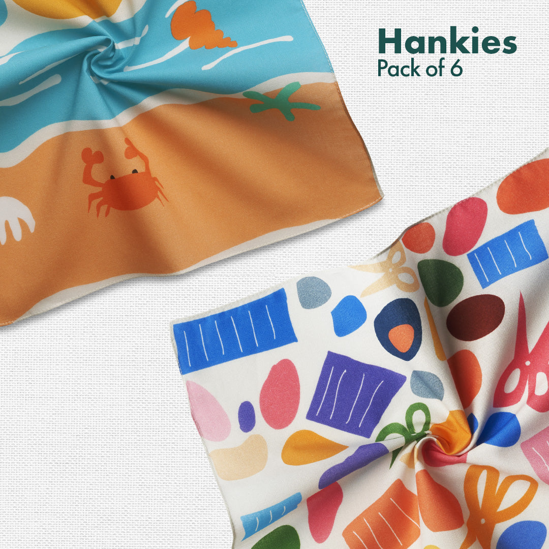 Crafty Games! Unisex Kid's Hankies, 100% Organic Cotton, Pack of 6