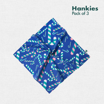 Xmas Vibes! Unisex Hankies, 100% Organic Cotton, Pack of 3