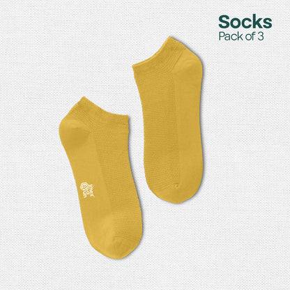 Dusky Dawn! Unisex Socks, 100% Organic Cotton, Ankle Length, Pack of 3