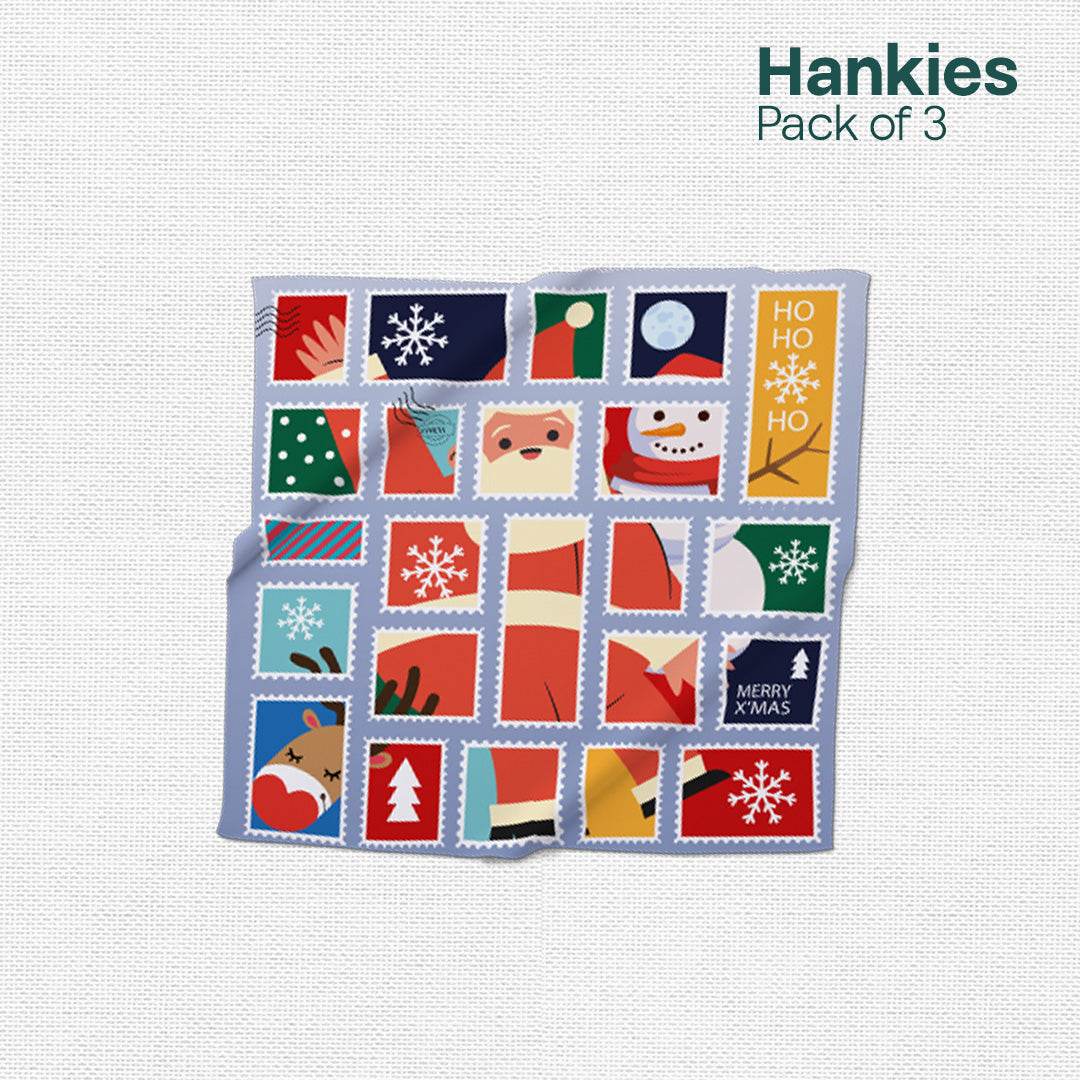 Snow Kiss! Unisex Hankies, 100% Organic Cotton, Pack of 3