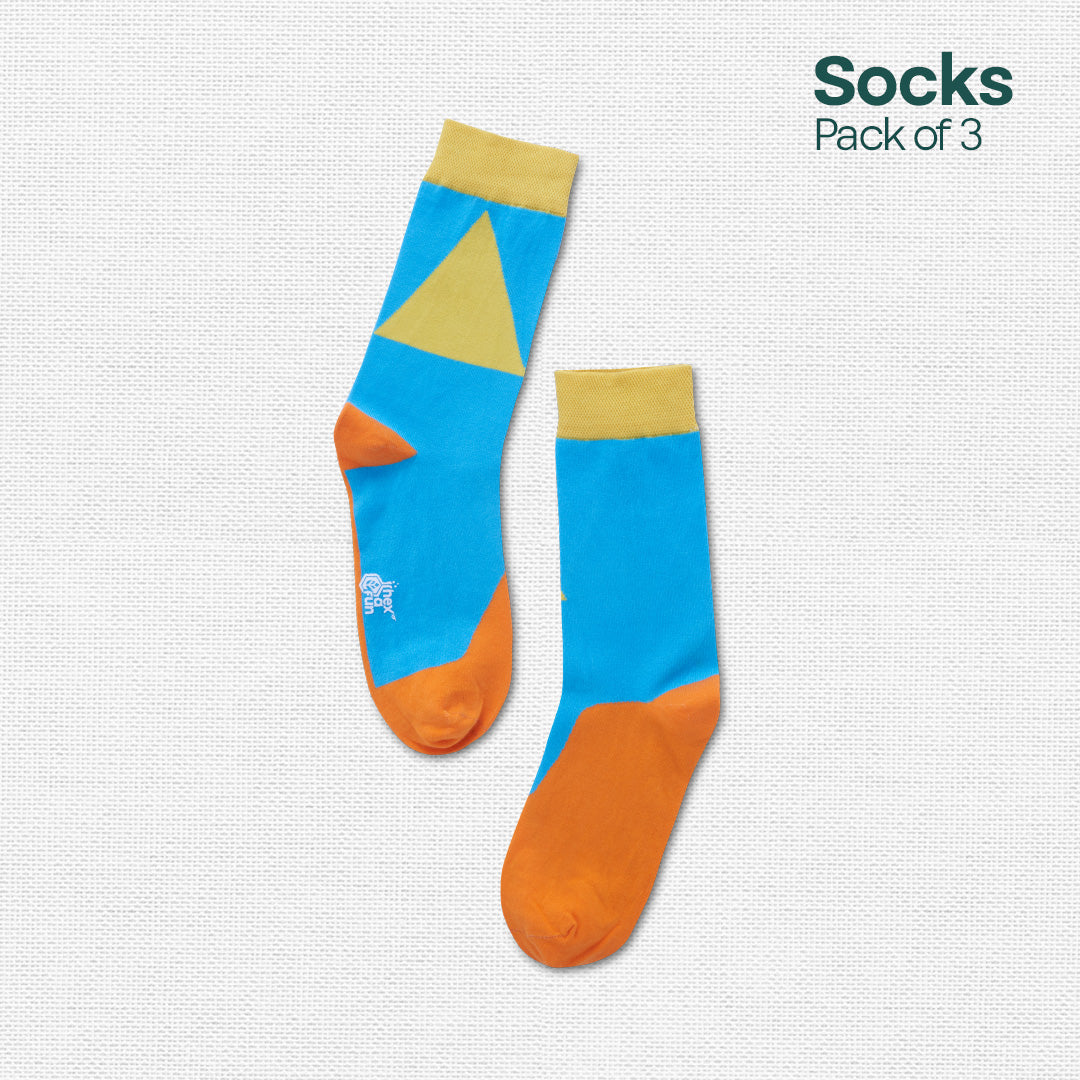 Pattern Fusion! Unisex Socks, 100% Organic Cotton, Crew Length, Pack of 3