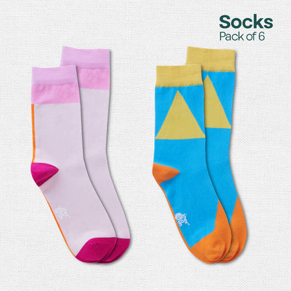 Sensing A Pattern! Unisex Socks, 100% Organic Cotton, Crew Length, Pack of 6