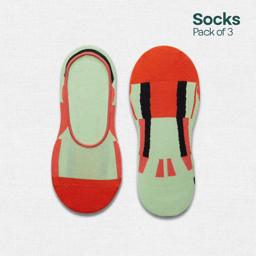 Fun Friday! Unisex Socks, 100% Organic Cotton, No Show, Pack of 3