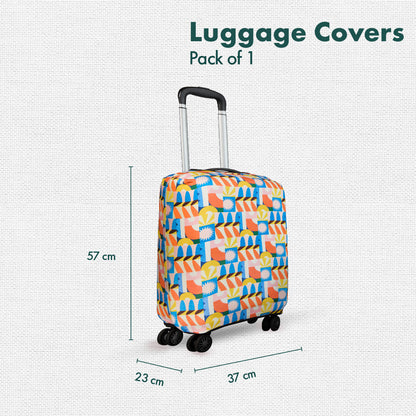 Geometric Vibes! Luggage Cover, 100% Organic Cotton Lycra, Small Size, Pack of 1