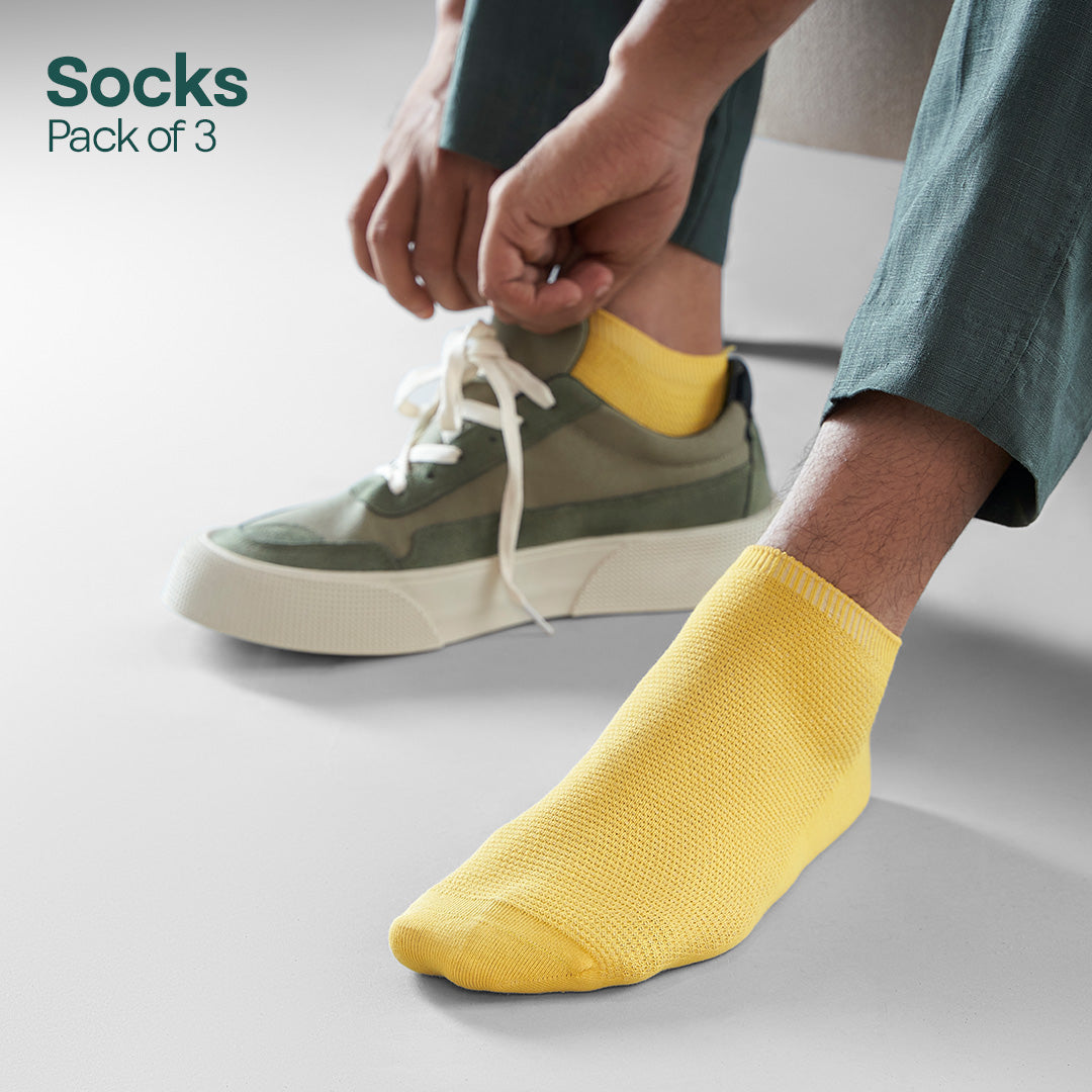 Dusky Dawn! Unisex Socks, 100% Organic Cotton, Ankle Length, Pack of 3