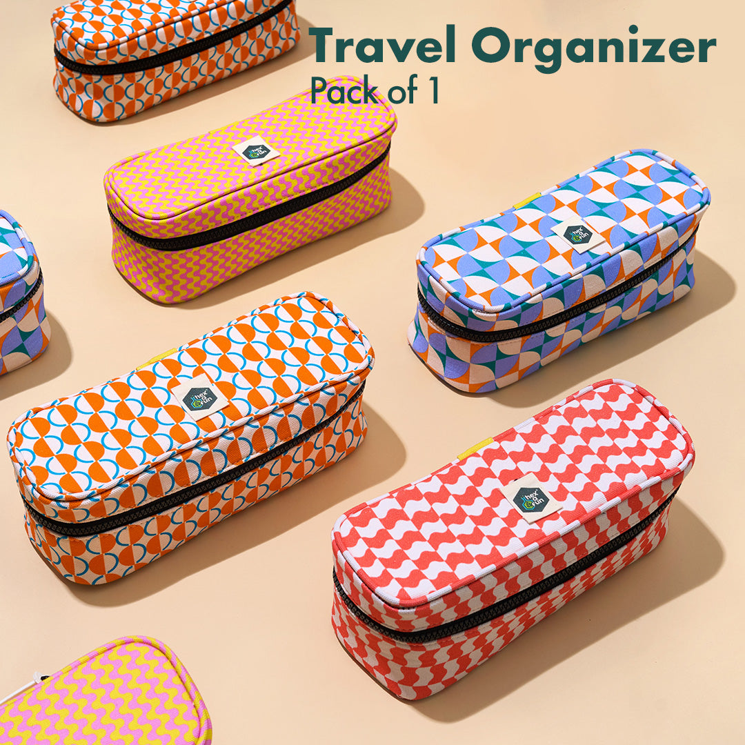 Retro Pixel, Travel Organizer, 100% Organic Cotton, Medium Size, Pack of 1