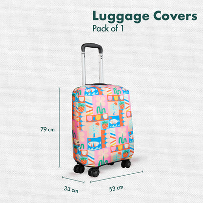 Art Of Abstract! Luggage Cover With Detachable Pouch, 100% Organic Cotton Lycra, Large Size, Pack of 1