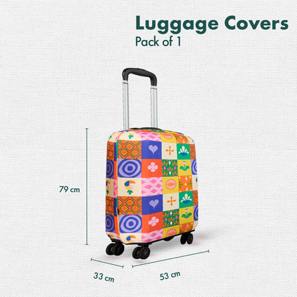 Abstract-ology! Luggage Cover With Detachable Pouch, 100% Organic Cotton Lycra, Large Size, Pack of 1