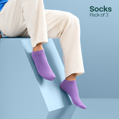 Berry Picking! Unisex Socks, 100% Organic Cotton, Ankle Length, Pack of 3