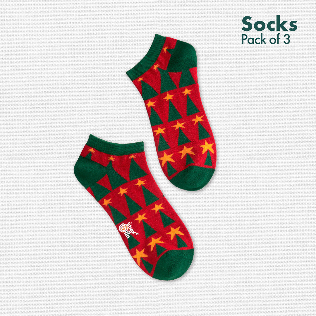 Merry-fied! Unisex Socks, 100% Organic Cotton, Ankle Length, Pack of 3