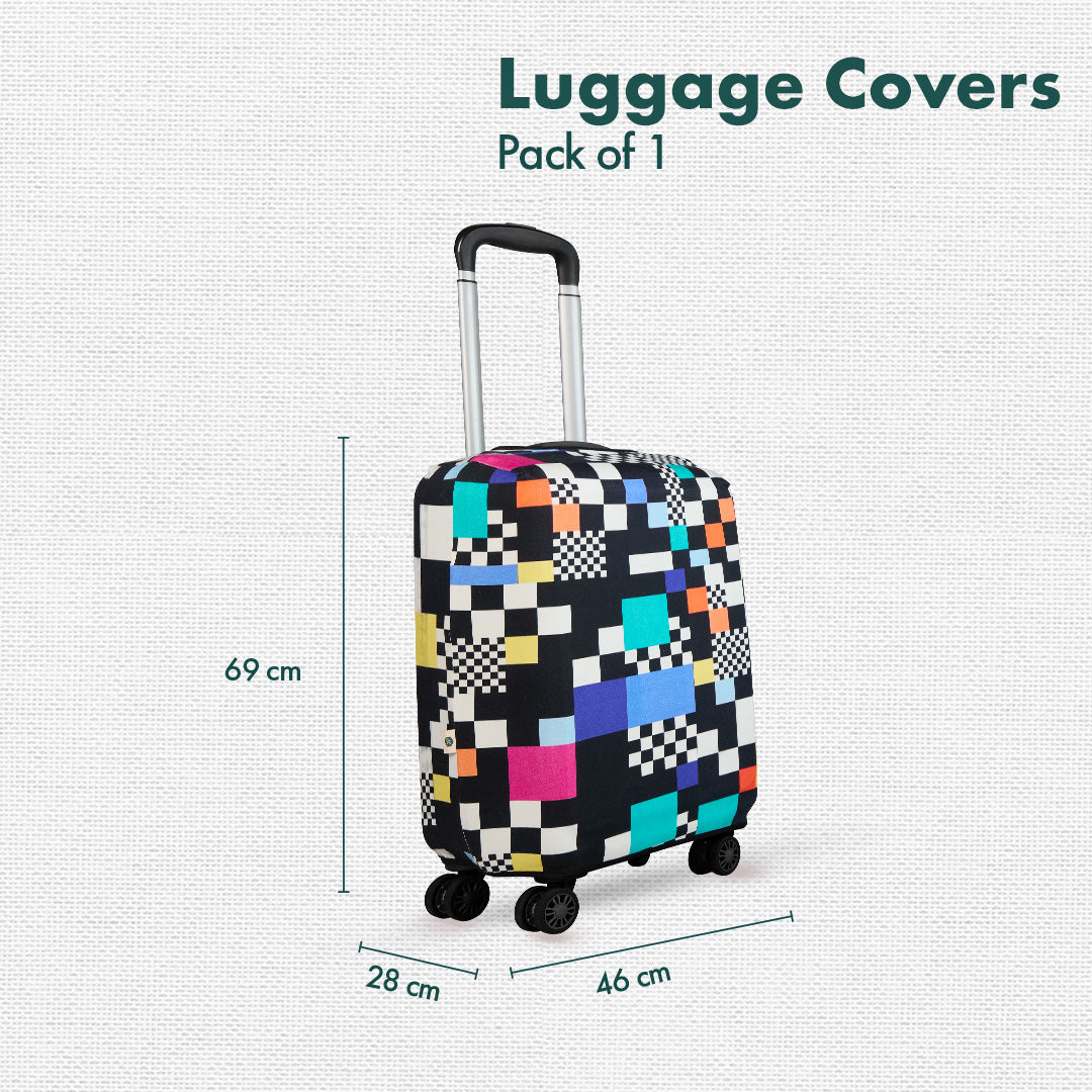 Glitching! Luggage Cover, 100% Organic Cotton Lycra, Medium Size, Pack of 1