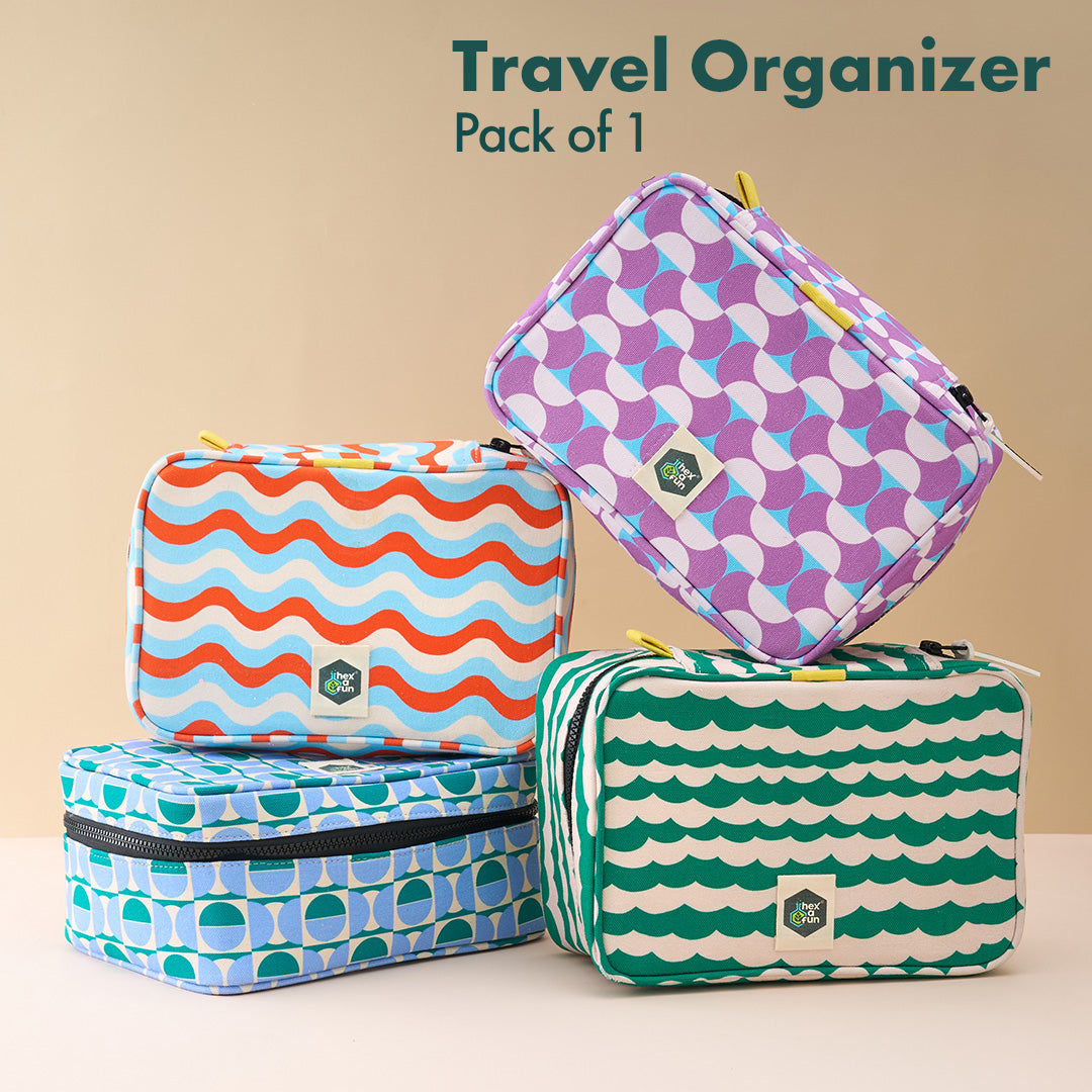 Retro, Travel Organizer, 100% Organic Cotton, Large Size, Pack of 1