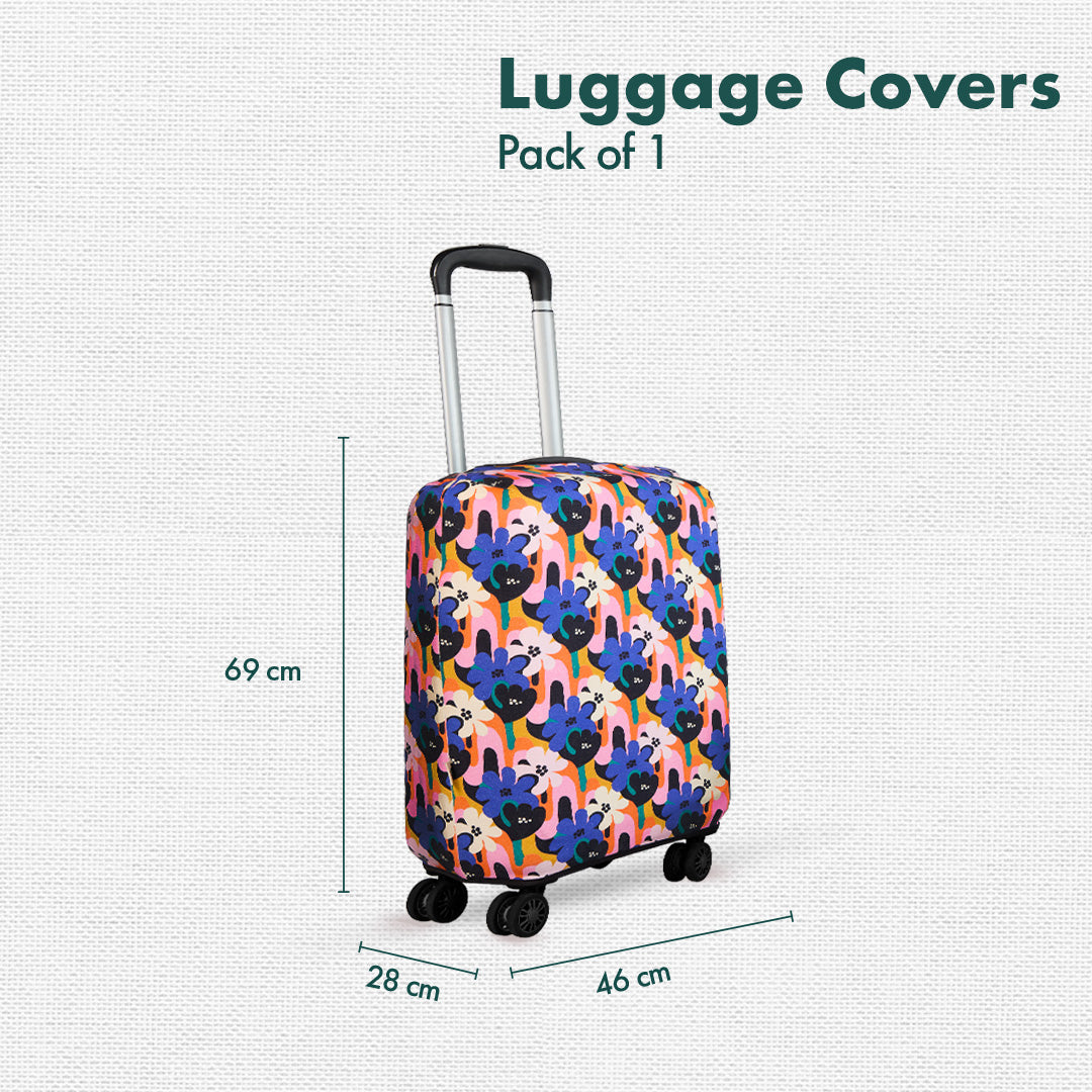 Abstract Affair! Luggage Cover, 100% Organic Cotton Lycra, Medium Size, Pack of 1