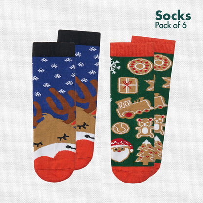 Merry Madness! Unisex Kid's Socks, 100% Bamboo, Crew Length, Pack of 6