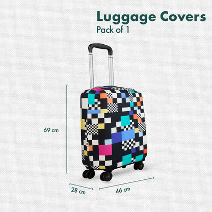 Glitching! Luggage Cover With Detachable Pouch, 100% Organic Cotton Lycra, Medium Size, Pack of 1