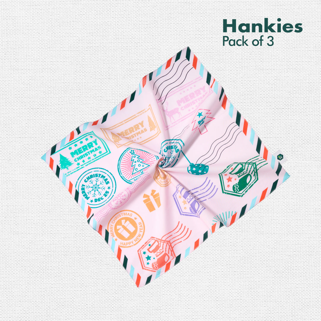 Xmas Vibes! Unisex Kid's Hankies, 100% Organic Cotton, Pack of 3