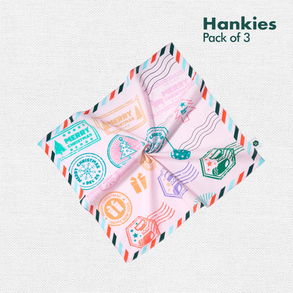 Xmas Vibes! Unisex Kid's Hankies, 100% Organic Cotton, Pack of 3