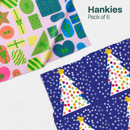 Holiday Hugs! Unisex Kid's Hankies, 100% Organic Cotton, Pack of 6