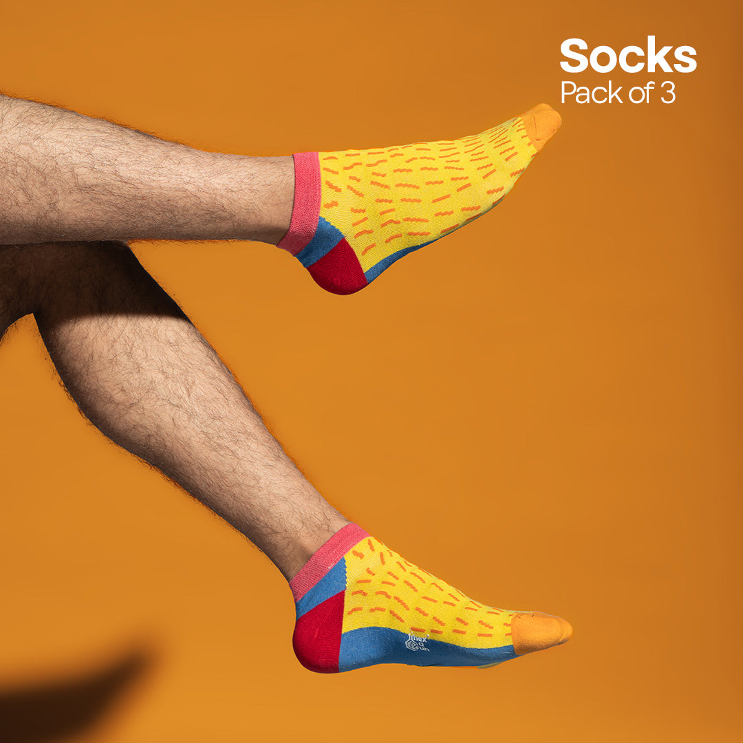 Tango! Unisex Socks, 100% Organic Cotton, Ankle Length, Pack of 3