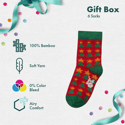 Lil'toe Ticklers! Unisex Kid's Socks, 100% Bamboo, Gift Box of 6