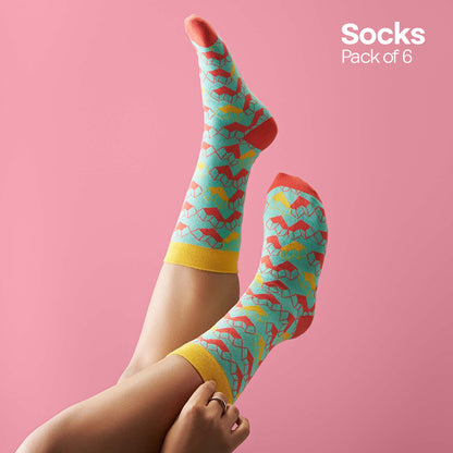 Break The Pattern! Unisex Socks, 100% Organic Cotton, Crew Length, Pack of 6