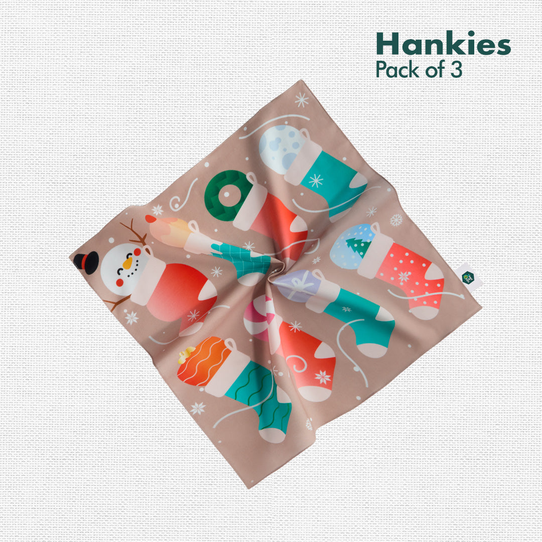 Sant-astic! Unisex Kid's Hankies, 100% Organic Cotton, Pack of 3