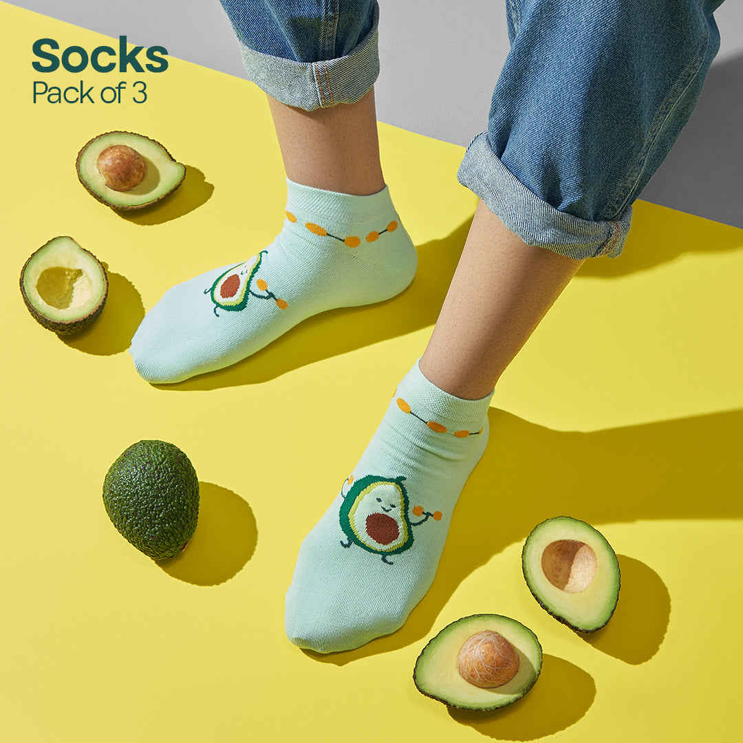 Sole Food! Unisex Socks, 100% Organic Cotton, Ankle Length, Pack of 3