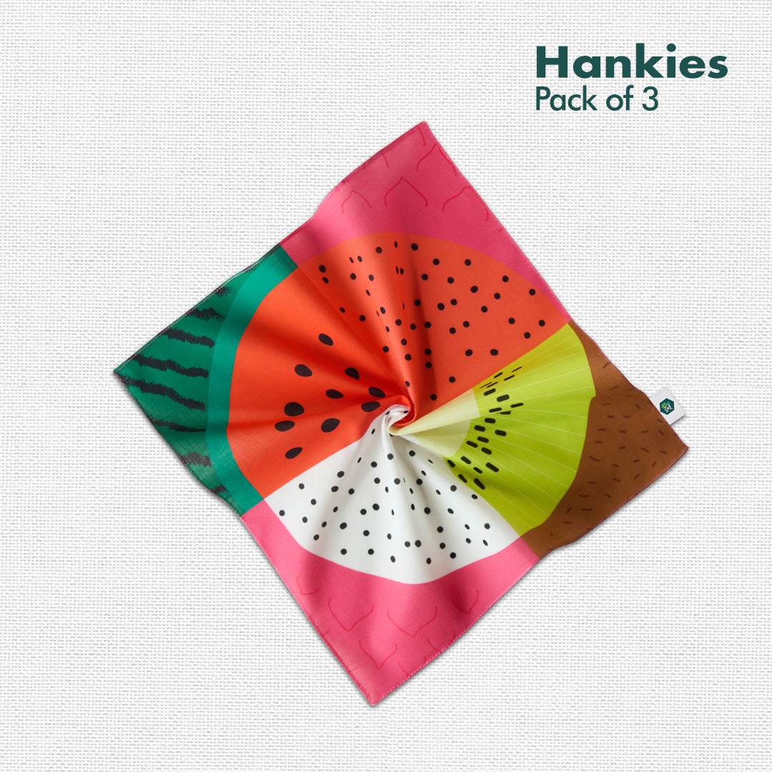 Lunchbox! Unisex Kid's Hankies, 100% Organic Cotton, Pack of 3