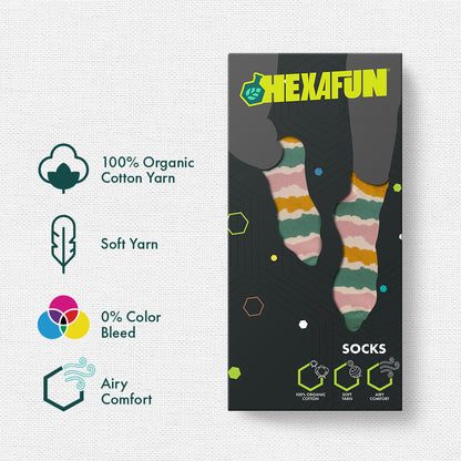 Color Punch! Unisex Socks, 100% Organic Cotton, Ankle Length, Pack of 6