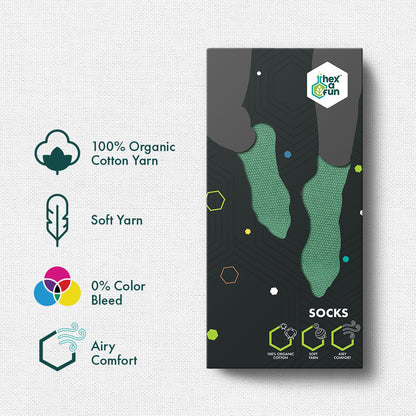 Minty Peach! Unisex Socks, 100% Organic Cotton, Ankle Length, Pack of 3