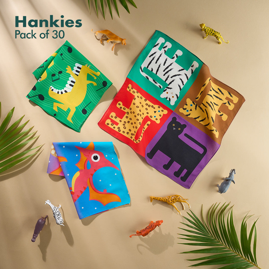 My Hanky Closet! Unisex Kid's Hankies, 100% Organic Cotton, Pack of 30