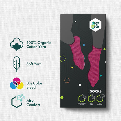 Blackcurrant Bliss! Unisex Socks, 100% Organic Cotton, Ankle Length, Pack of 3