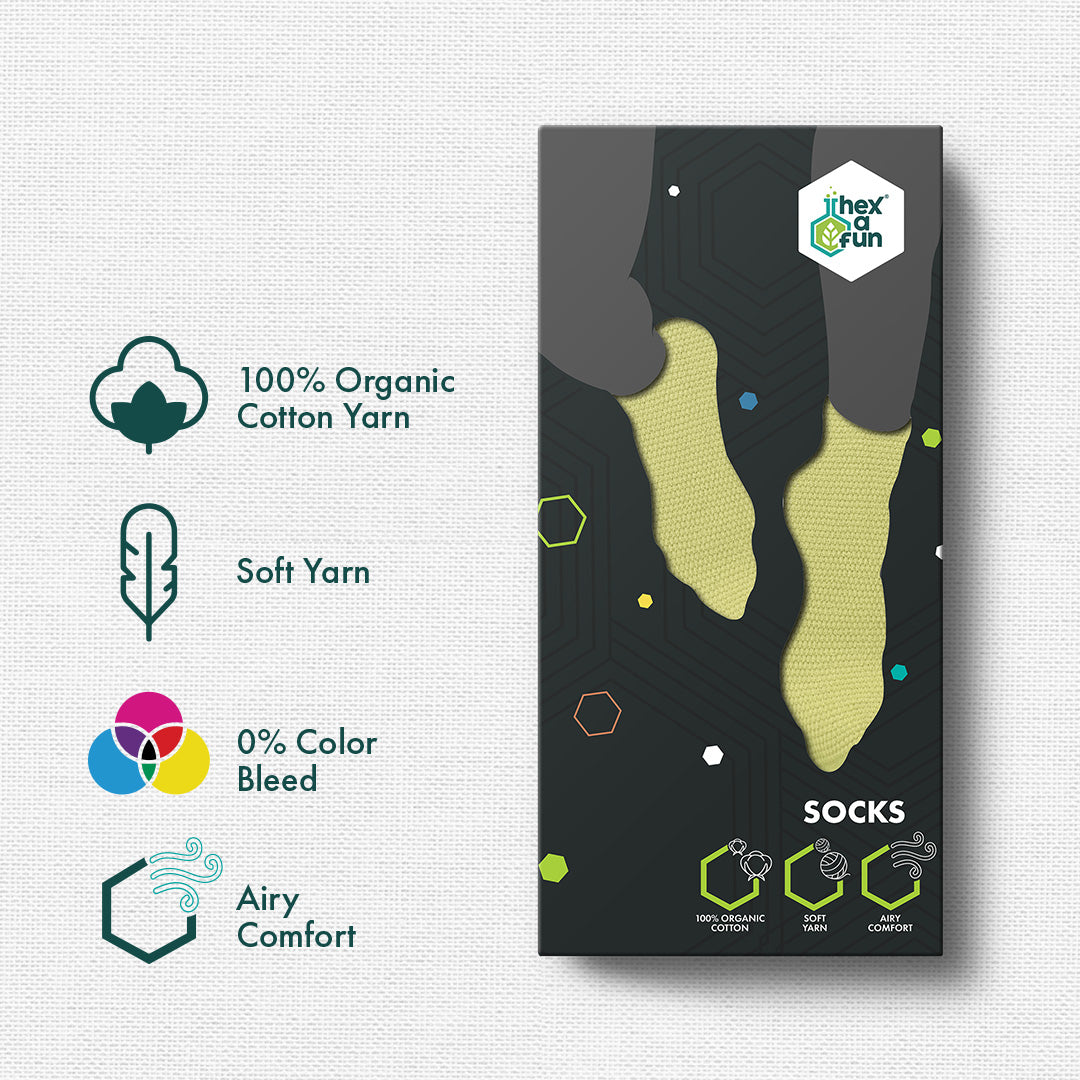 Flying Colors! Unisex Socks, 100% Organic Cotton, Ankle Length, Pack of 3