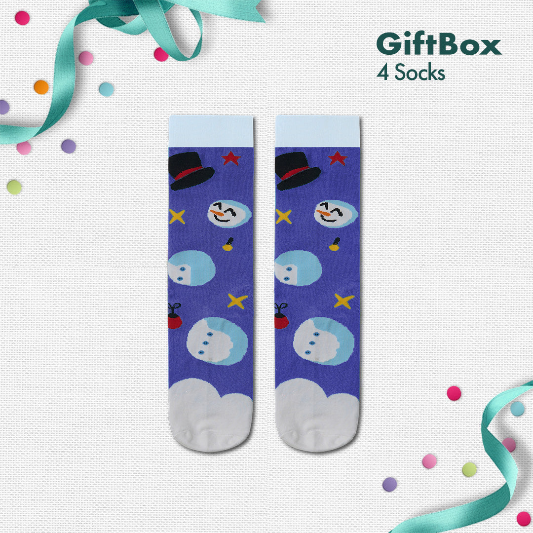 HO! HO! Merry Sox-mas! Unisex Crew Length Socks, 100% Organic Cotton, Gift Box of 4