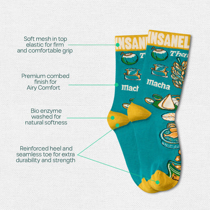 Insanely Tamil Feets! Unisex Socks, 100% Organic Cotton, Crew Length, Pack of 3