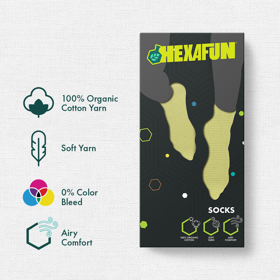 Color Therapy! Unisex Socks, 100% Organic Cotton,  Ankle Length, Pack of 6