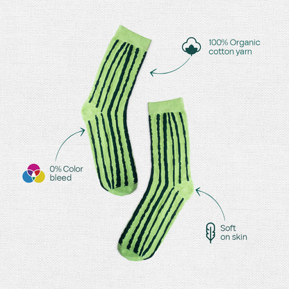 Pattern Fusion! Unisex Socks, 100% Organic Cotton, Crew Length, Pack of 3