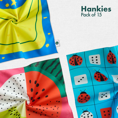 Enchanted Tales! Unisex Kid's Hankies, 100% Organic Cotton, Pack of 15