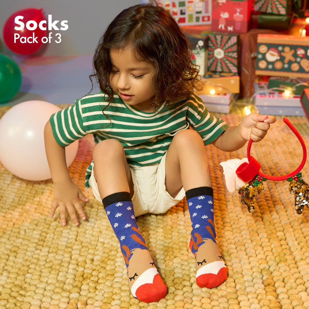 Merry Mischief! Unisex Kid's Socks, 100% Bamboo, Crew Length, Pack of 3