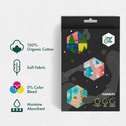 Sant-astic! Unisex Hankies, 100% Organic Cotton, Pack of 3