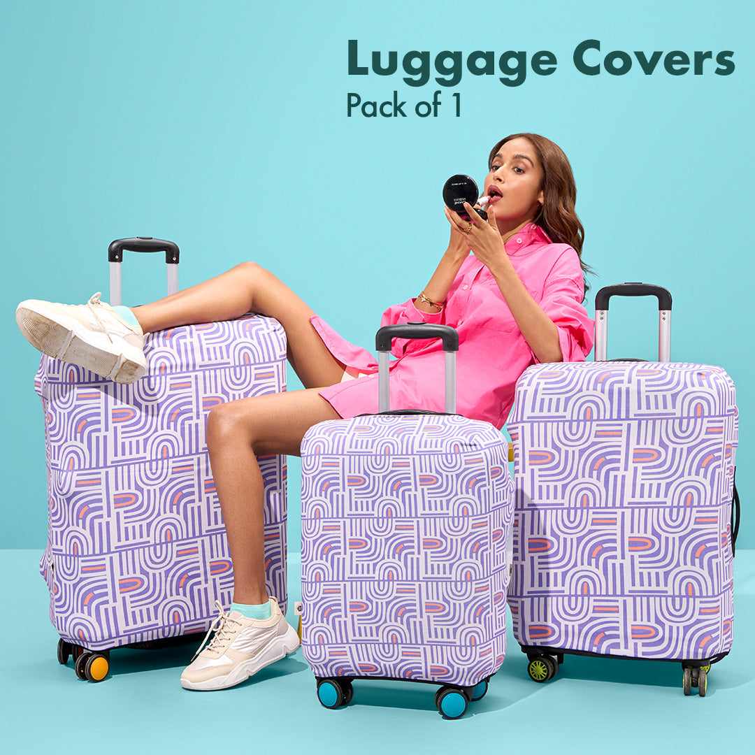 Travel Tango! Luggage Cover With Detachable Pouch, 100% Organic Cotton Lycra, Medium Size, Pack of 1