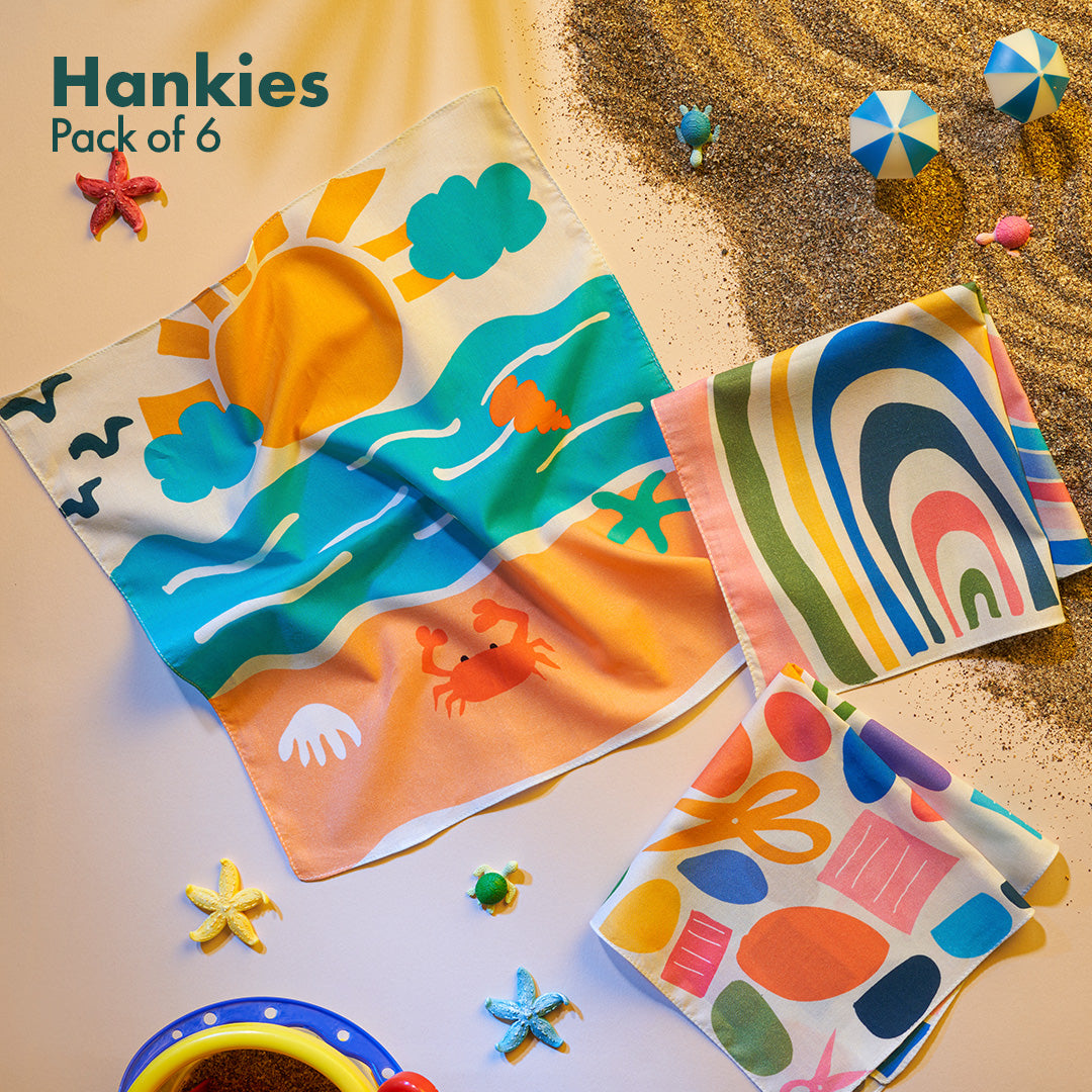 Crafty Games! Unisex Kid's Hankies, 100% Organic Cotton, Pack of 6