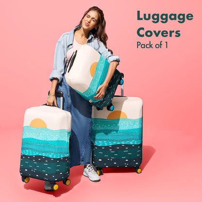 Holiday Calling! Luggage Cover Without Detachable Pouch, 100% Organic Cotton Lycra, Large Size, Pack of 1