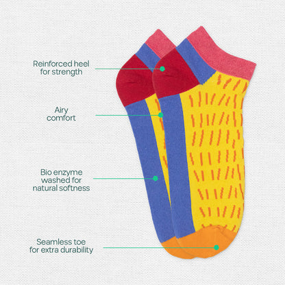 Geometri-fication Series 2! Unisex Socks, 100% Organic Cotton, Ankle Length, Pack of 3