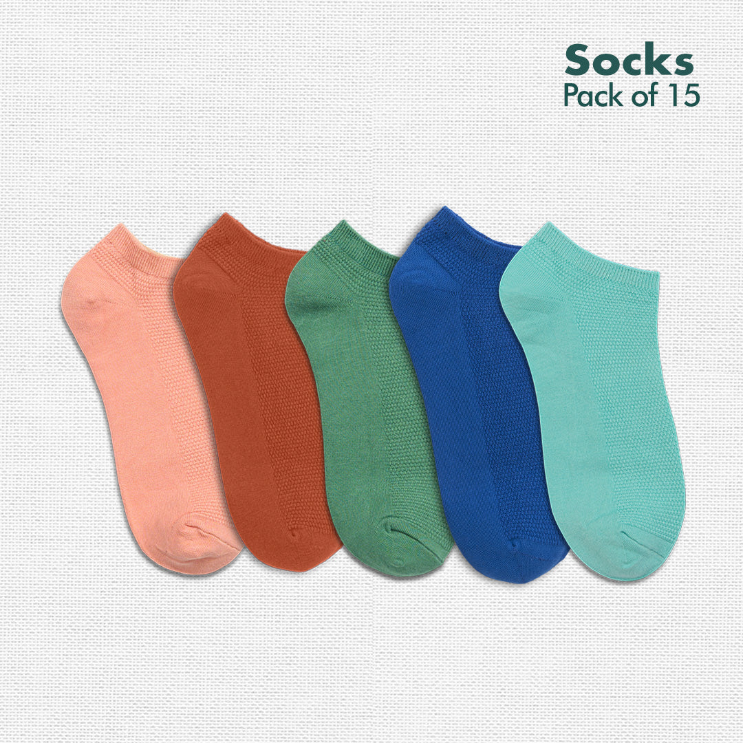 My Socks Drawer! Series 2! Unisex Socks, 100% Organic Cotton, Ankle Length, Pack of 15 + Free Tin Box