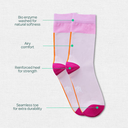 Pattern Fusion! Unisex Socks, 100% Organic Cotton, Crew Length, Pack of 3
