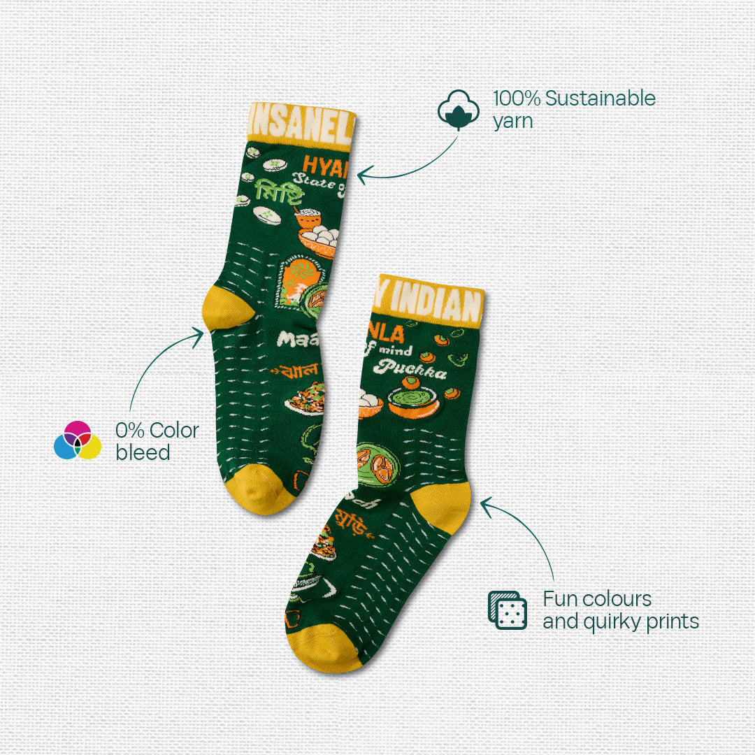 Insanely Bengal Feets! Unisex Socks, 100% Organic Cotton, Crew Length, Pack of 3