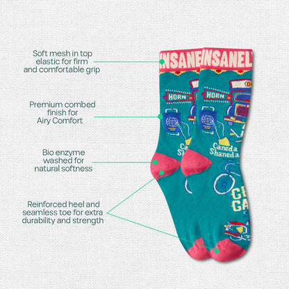 Insanely Punjab Feets! Unisex Socks, 100% Organic Cotton, Crew Length, Pack of 3