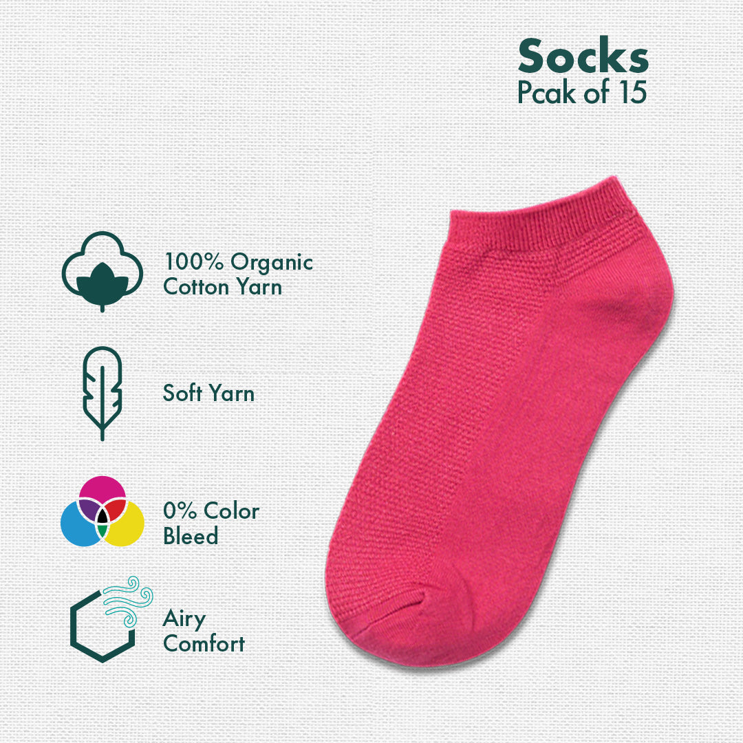 My Socks Drawer! Series 2! Unisex Socks, 100% Organic Cotton, Ankle Length, Pack of 15 + Free Tin Box