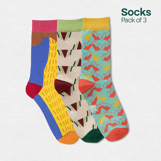 Shape Happens! Unisex Socks, 100% Organic Cotton, Crew Length, Pack of 3